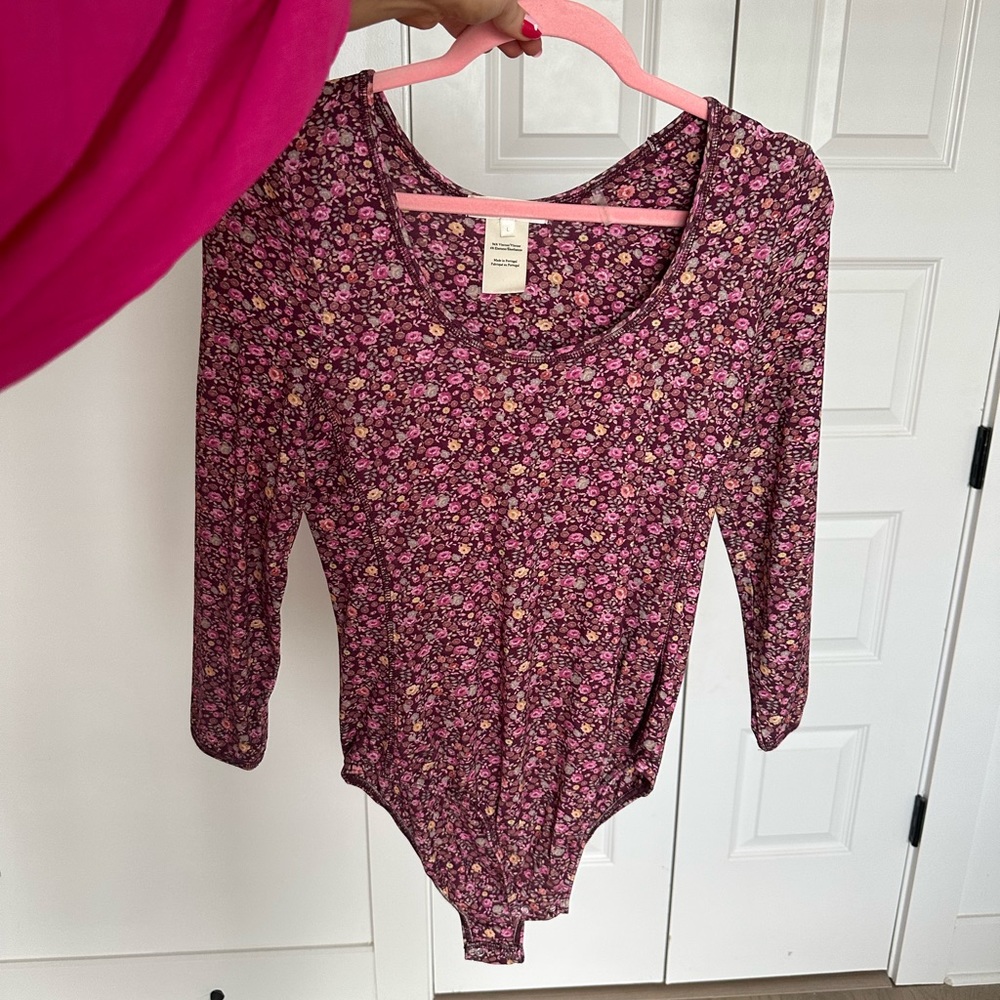 Loveshackfancy cherry wine bodysuit size L gently used